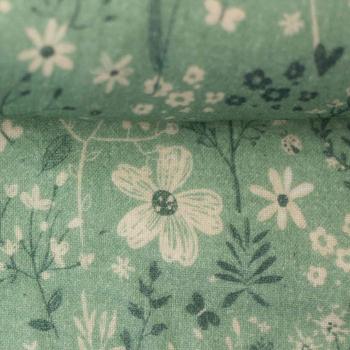 Joy - Double Gauze, Blumen, floral, lindgrün